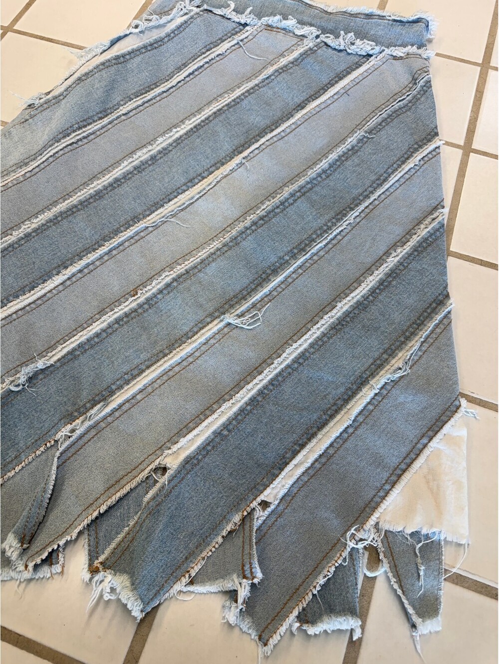 Y2K Reconstructed Patchwork Denim Skirt - Picture 3 of 7